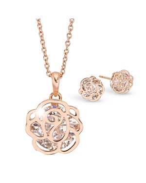 PICA LÉLA "ROSIE" 18K ROSE GOLD PLATED NECKLACE AND MATCHING EARRING SET