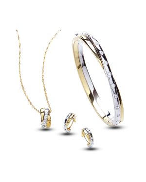 BUCKLEY LONDON TWO TONE PENDANT, BANGLE & EARRINGS SET